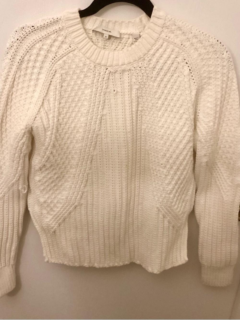 Vince Ivory Cable Knit Crew Sweater